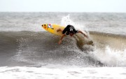 France Team Member Olivier Salvaire attacks the lip of Punta Roca and makes it through to the second round of the Masters Repechage. Photo: ISA/Watts